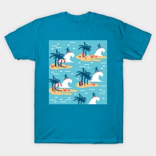 Enjoy Blue Surfing Cartoon Illustration V2 T-Shirt